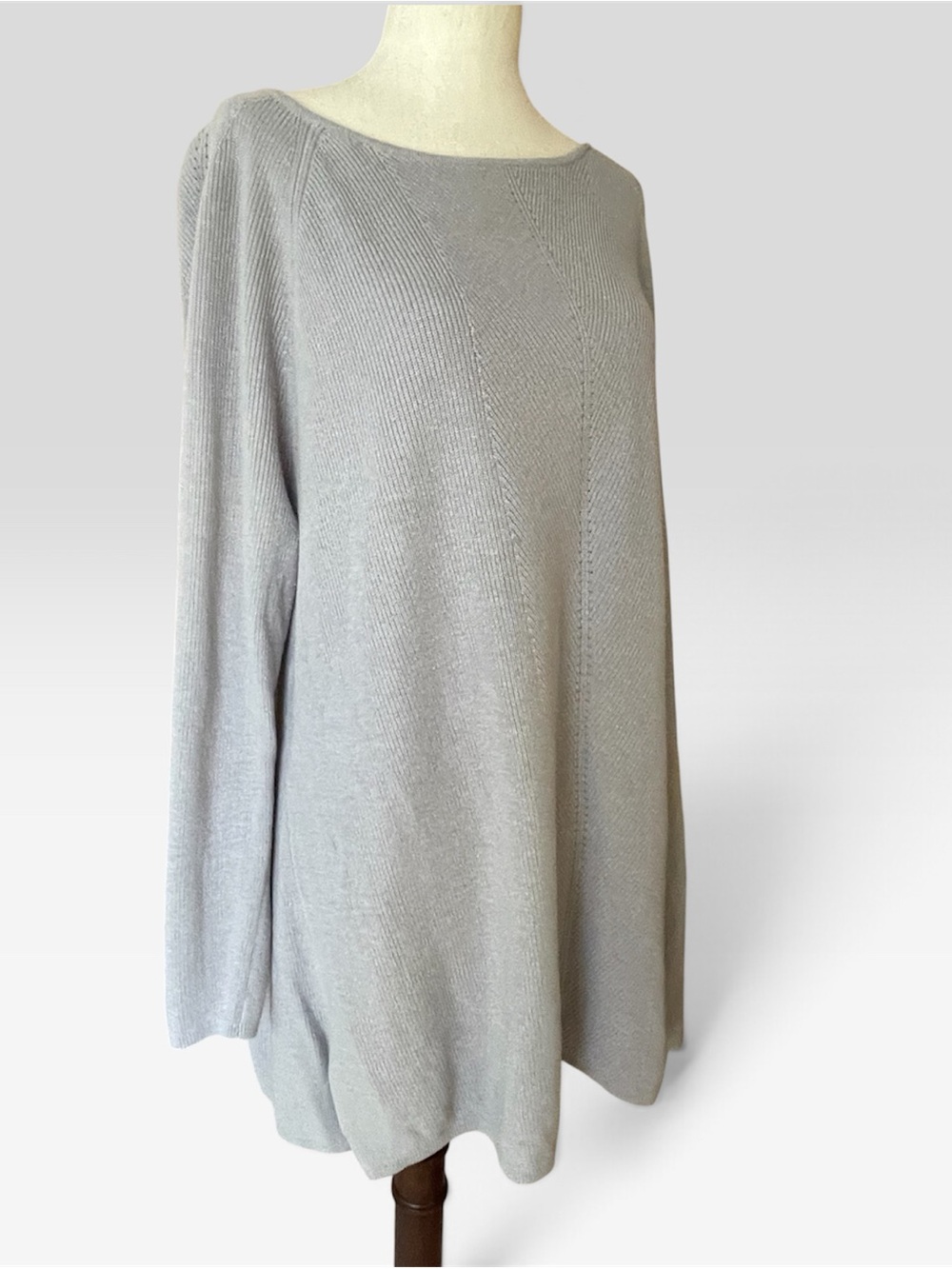 J. Jill Light Gray Boatneck Knit Lightweight Sweater